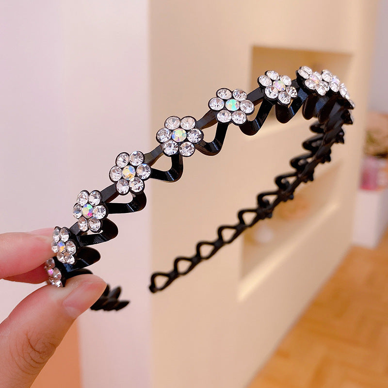 Wholesale Simple Rhinestone Plum Blossom Wave Non-slip Toothed Headband